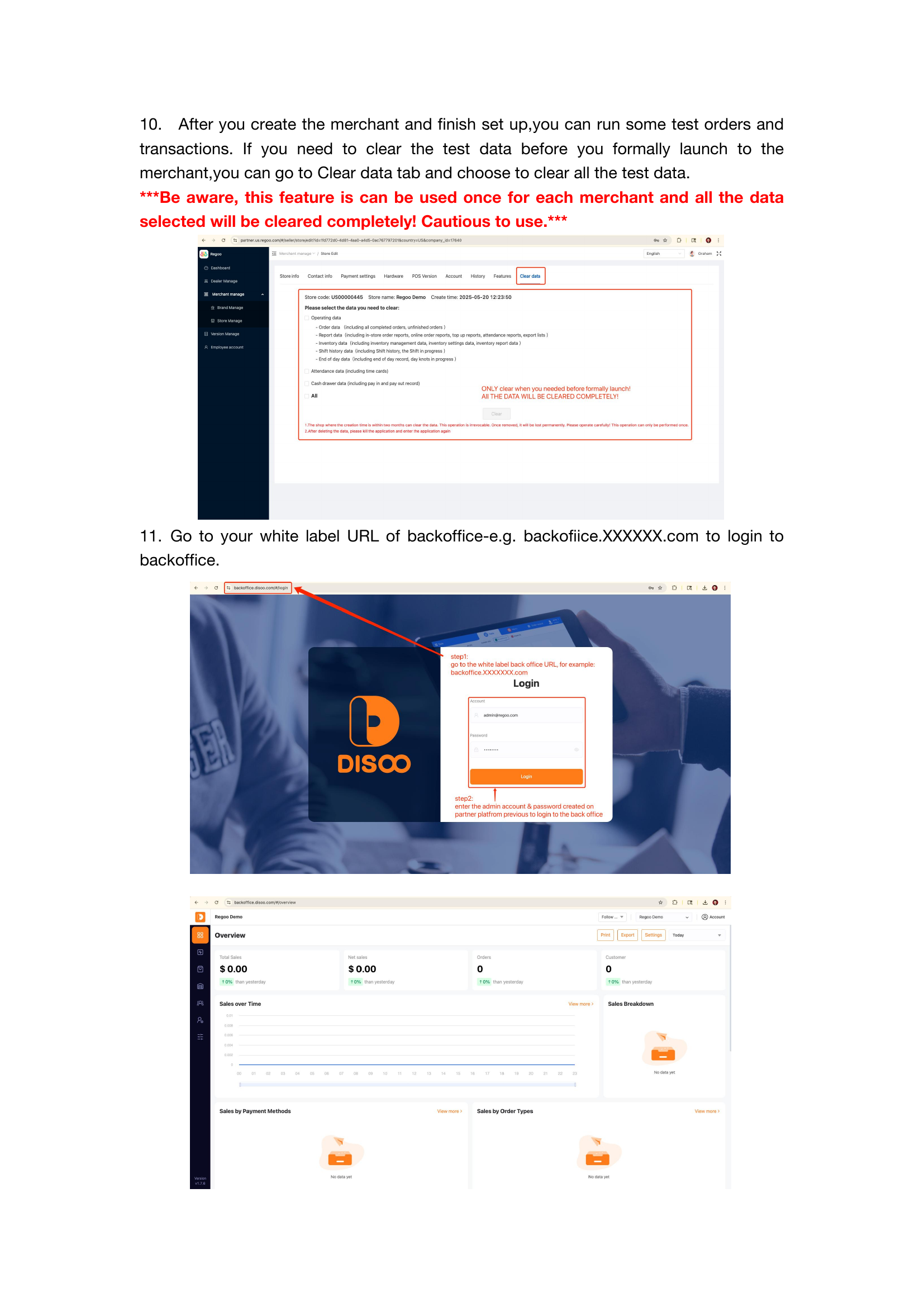 Merchant Backoffice - Login & Dashboard